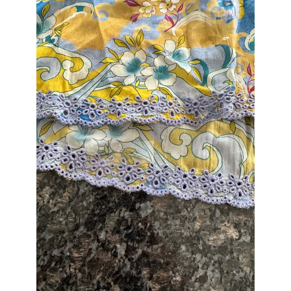 Johnny Was Anji Blouse Altair Floral Tassel V-Neck Top Teal Multi C18726-4 Small - Picture 9 of 13